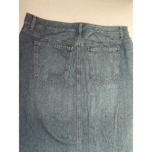 18W Terra And Sky Modest Denim Skirt Womens 5 Pocket Front Slit Jean Skirt 28" - Picture 3 of 12